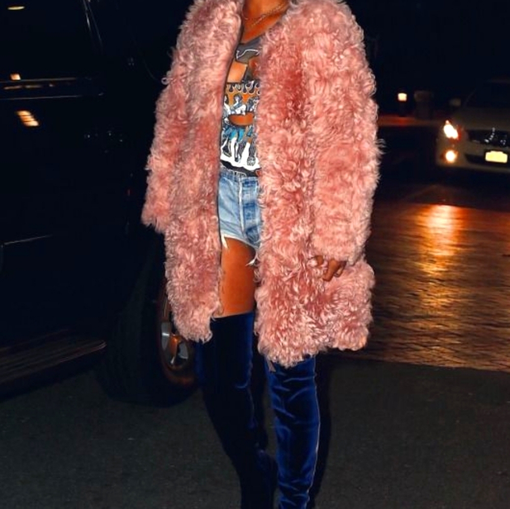 Over the knee blue velvet boot